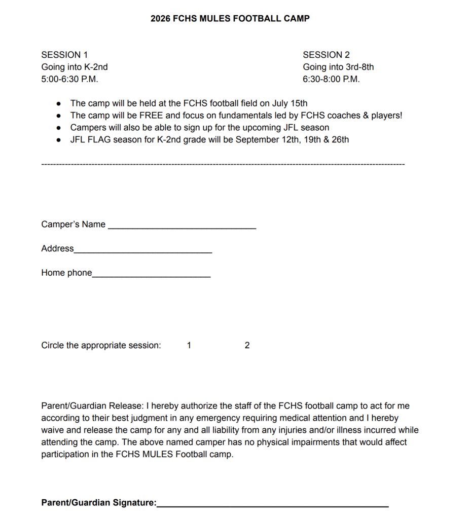 mules football camp