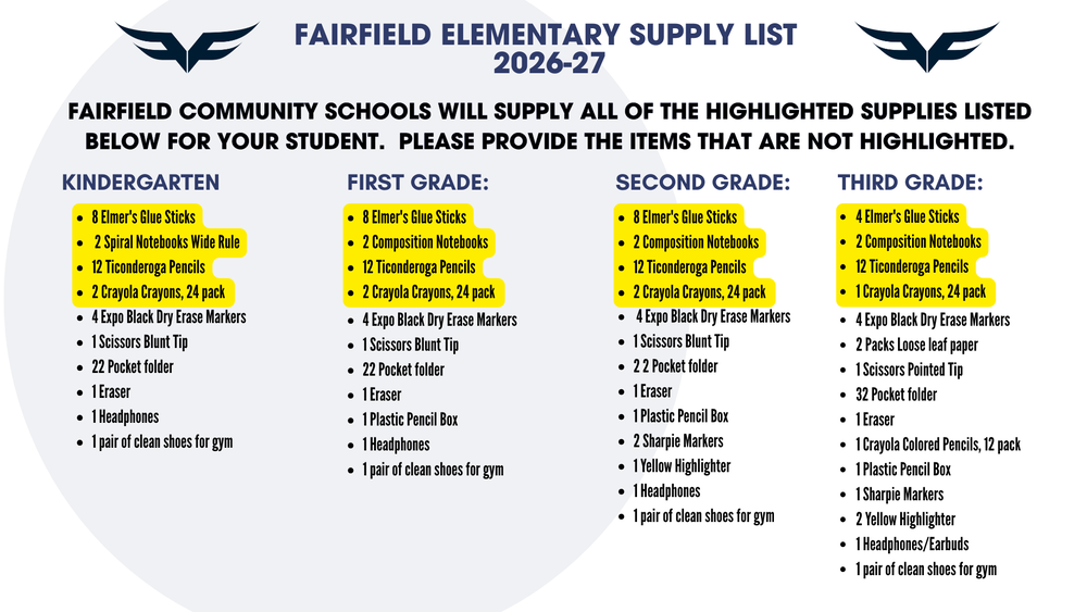 Elementary Supply List