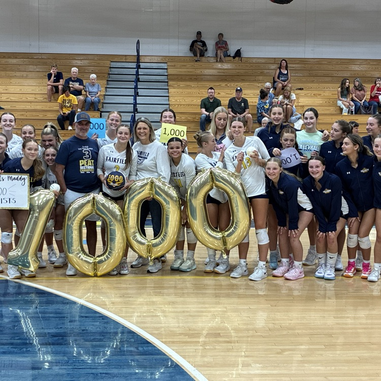 Congratulations to Fairfield Senior Maddy Miller for going over 1,000 assists in her career.  Tonight she celebrated with family, coaches and teammates before the match against Goshen.  