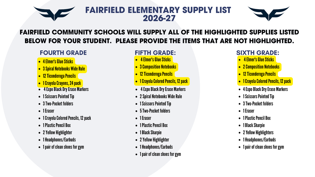 Elementary Supplies List