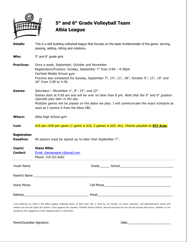 Volleyball sign up