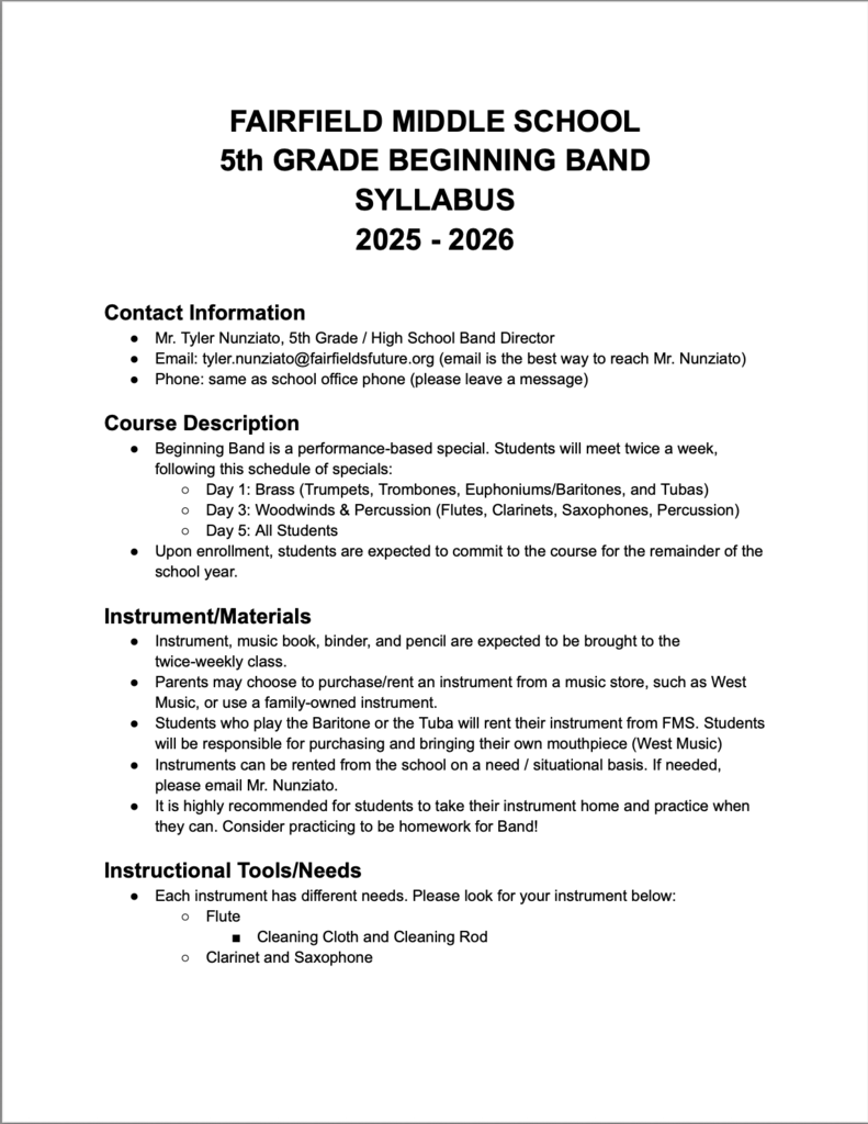 Band Syllabus