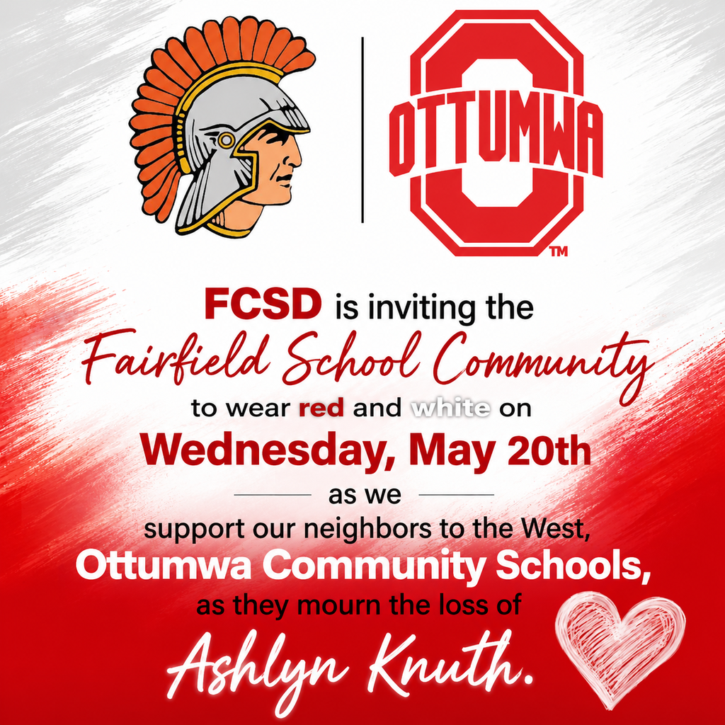 Fairfield Supports Ottumwa - wear red and white