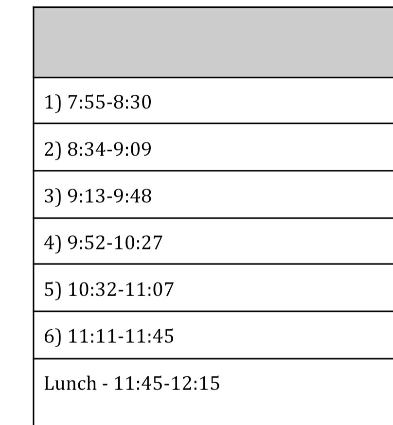 Last day sched