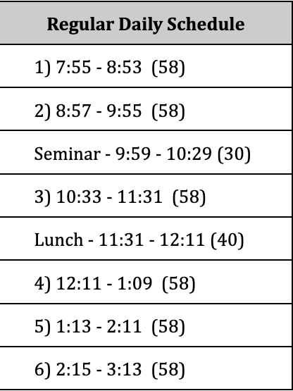 Regular Schedule