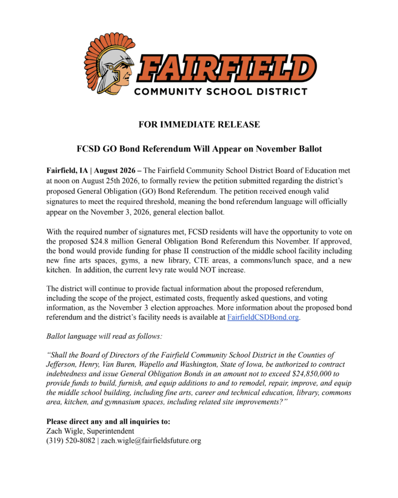 GO Bond Press Release