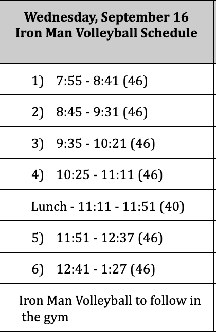 Iron Man Sched