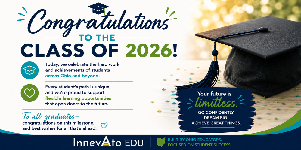 Congratulations to the Class of 2026! 🎓 We celebrate the hard work, perseverance, and accomplishments of students across Ohio and beyond. Every student’s journey looks different, and we’re proud to support flexible learning pathways that help students reach graduation and prepare for what comes next. To all graduates: congratulations on this incredible milestone, and best wishes for the future ahead! 💙