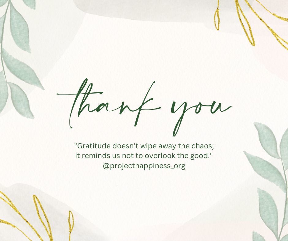 "Gratitude doesn't wipe away the chaos; it reminds us not to overlook the good."