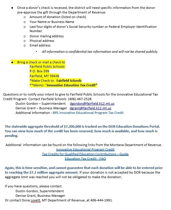 Information MT Tax Incentive