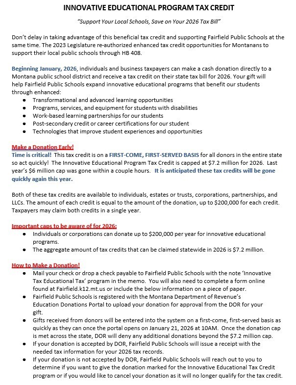 MT Innovative Tax Credit Info