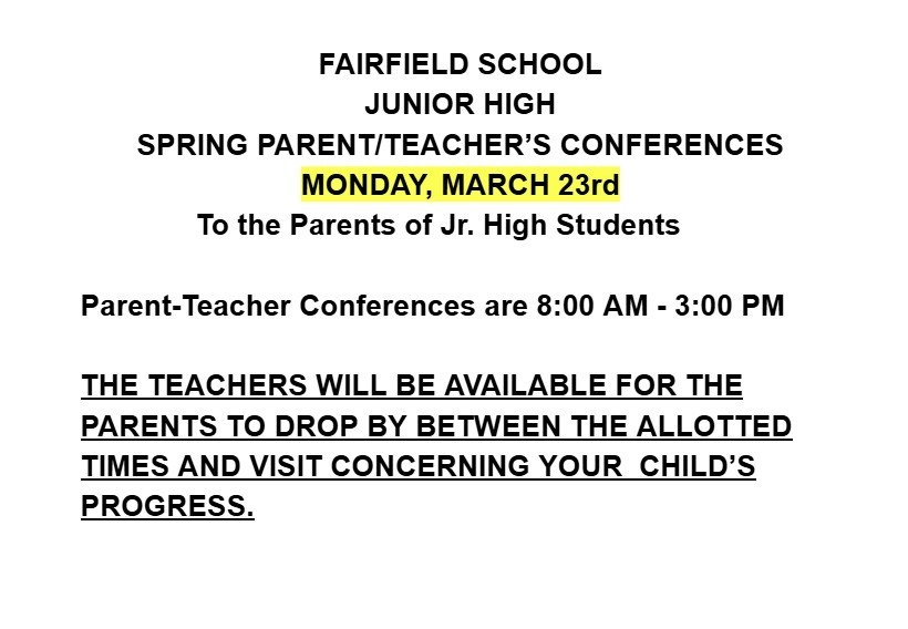 JH PARENT/TEACHER'S CONF.