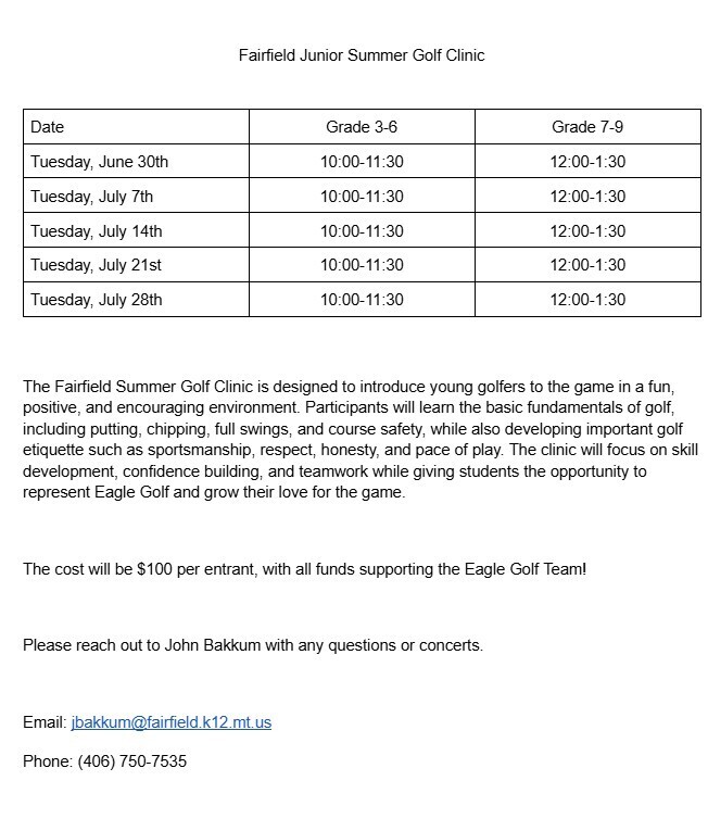 SUMMER GOLF CAMP