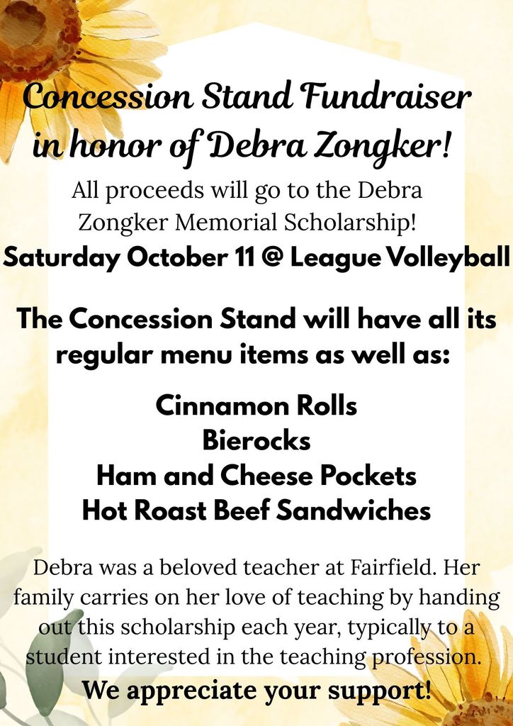 Debra Zongker Scholarship Concession Stand