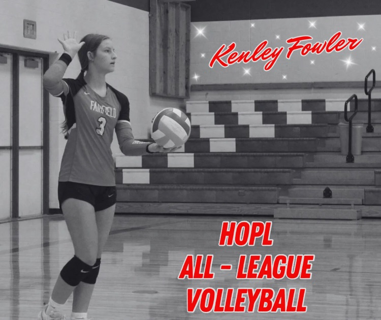 Congratulations to Kenley Fowler for being selected for the HOPL All-League Volleyball Team. This selection is made by the other coaches in the league. Way to represent Fairfield, Kenley!