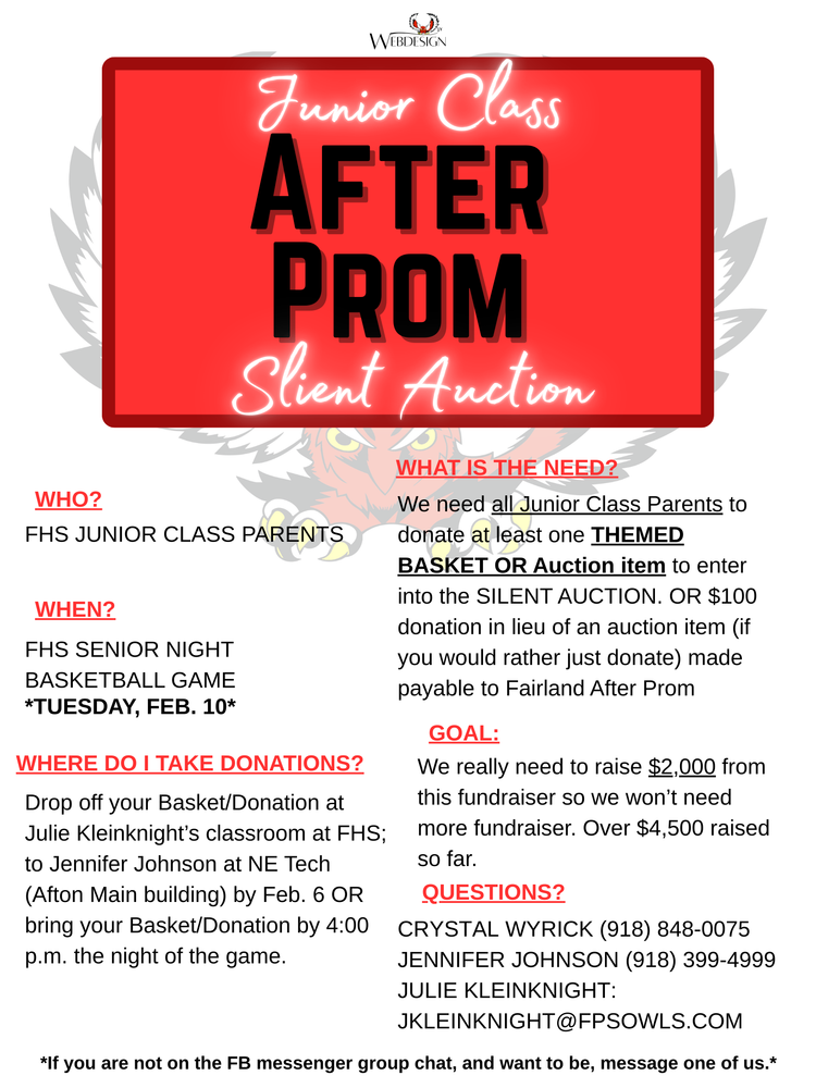 ATTENTION JUNIOR CLASS PARENTS!!!