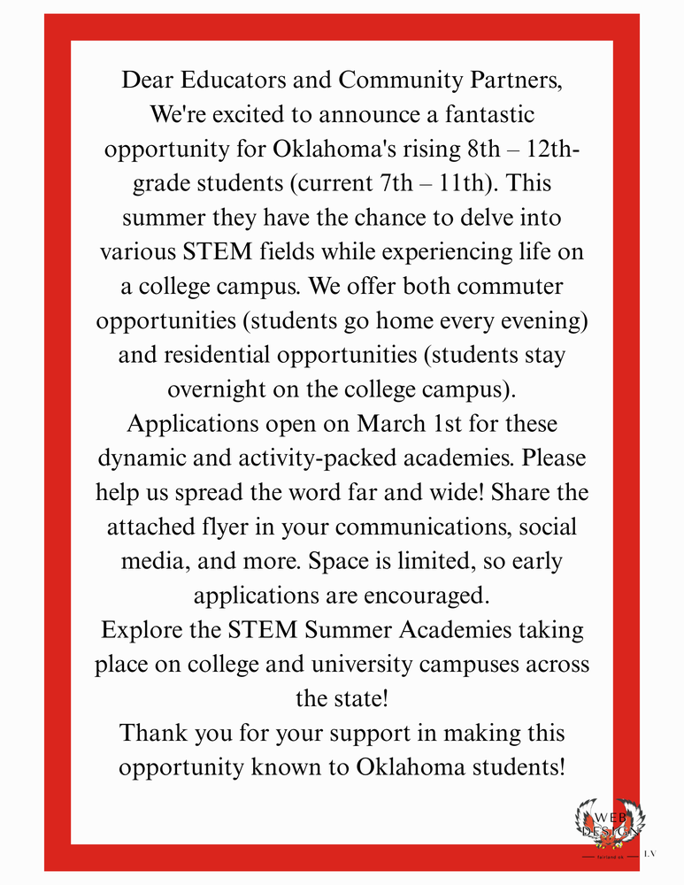 Summer STEM academies that are free to students 8-12th