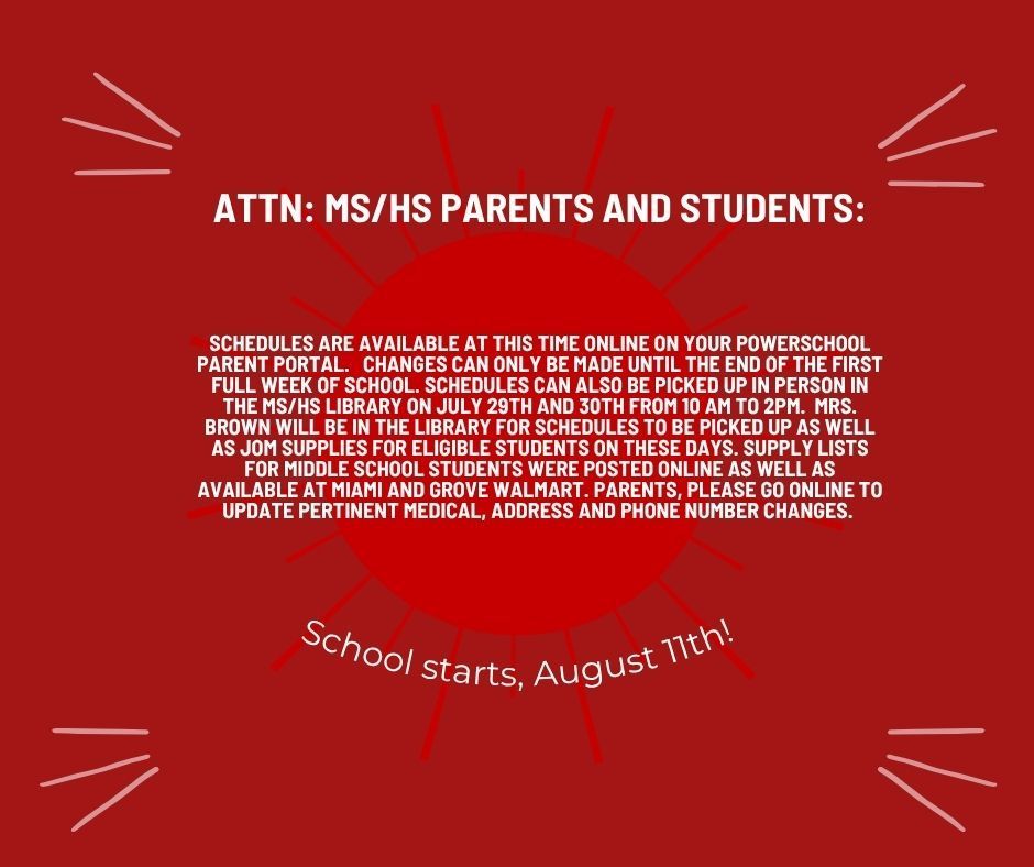 MS/HS Schedule Pick Up
