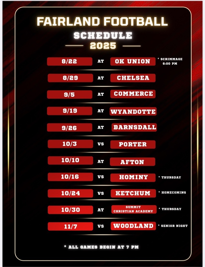 2025 Updated HS Football Schedule
