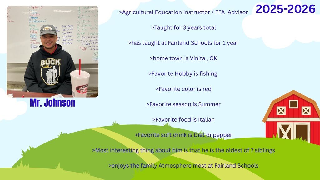 Meet are FFA Advisor Mr. Johnson!! 