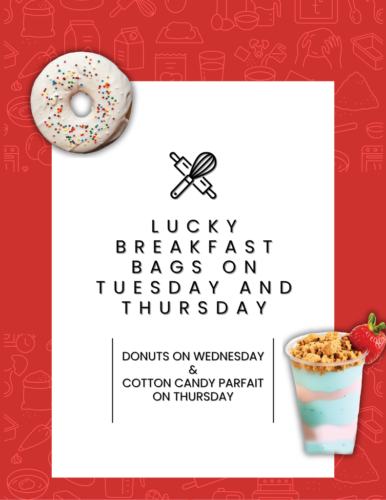 We are having Lucky Breakfast bags in the Cafeteria on Tuesday and Thursday this week! Make sure to grab some breakfast if you want to win a lucky prize! 