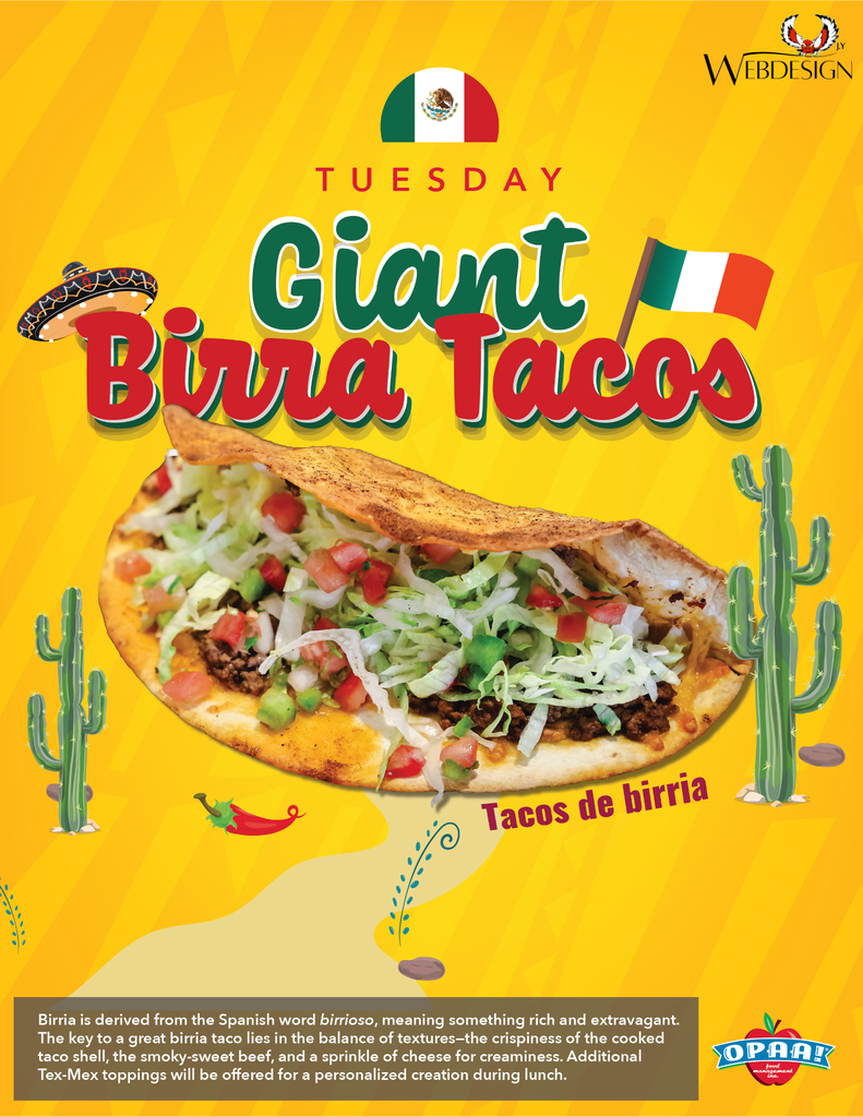 National School Lunch Week, Giant Birra Tacos for Tuesday!