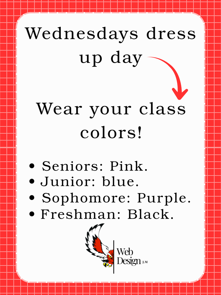 Wednesdays dress up day is wear your class colors!