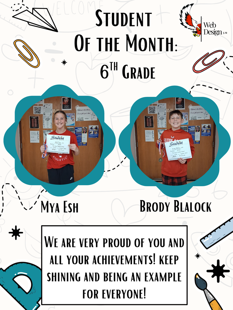 Student of the Month: 6th Grade.