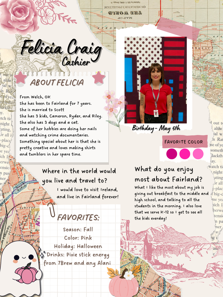 Meet our Cafeteria Cashier, Felicia Craig!