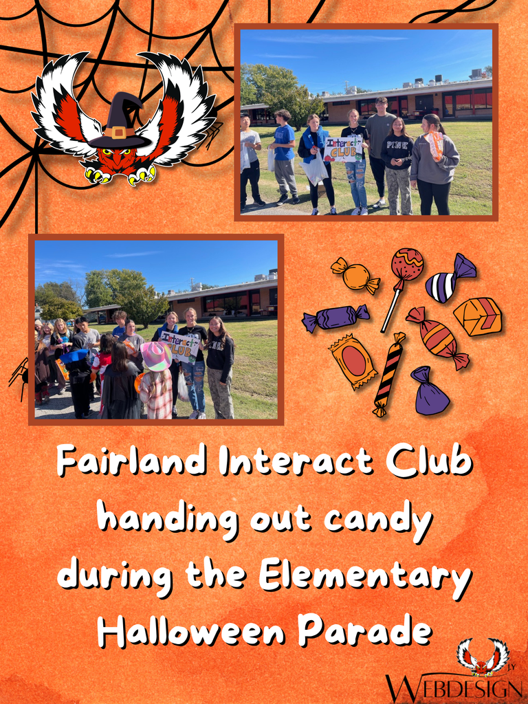 Fairland Interact Club handing out candy during the Elementary Halloween Parade!