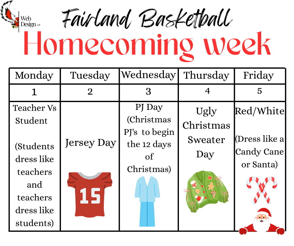 Dress up days for Homecoming week!