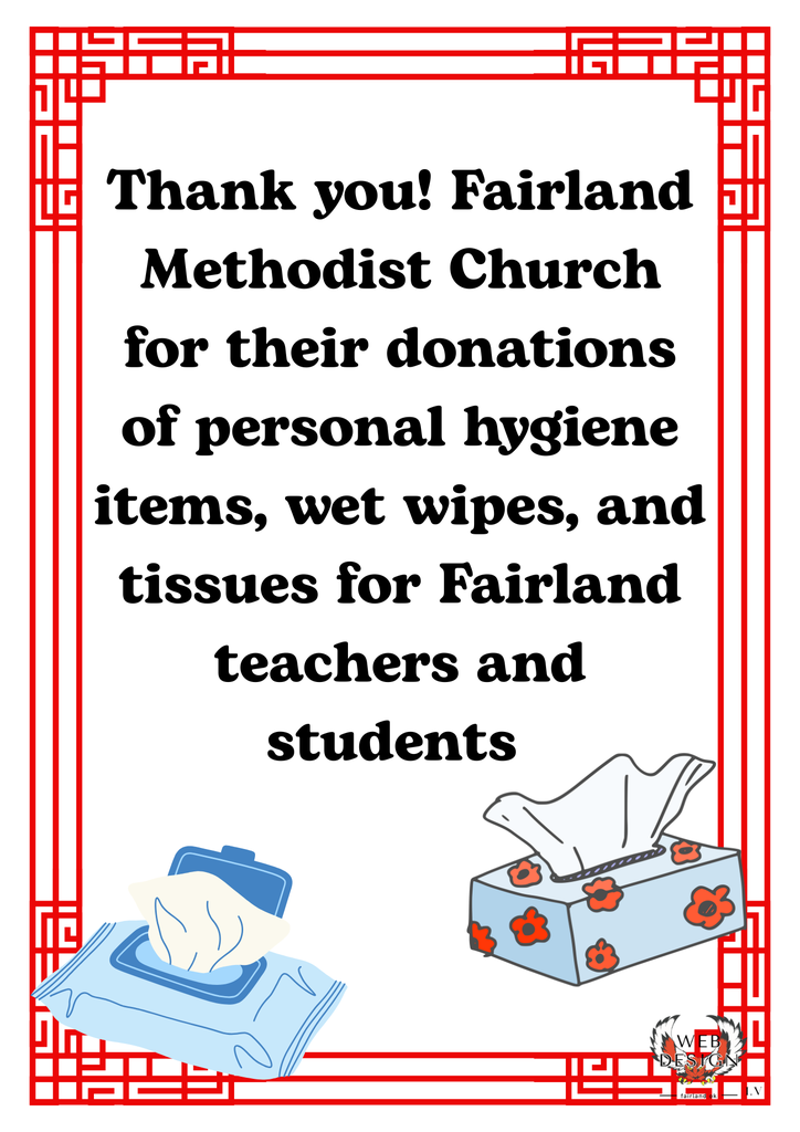 A big thank you to the Fairland Methodist church!
