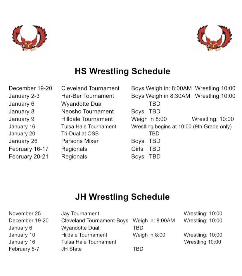 Wrestling Schedule