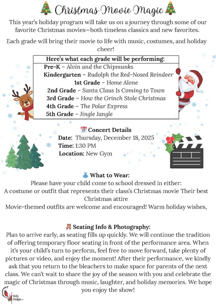 Elementary Christmas Program: December 18, at 1:30 Pm, in the New Gym.