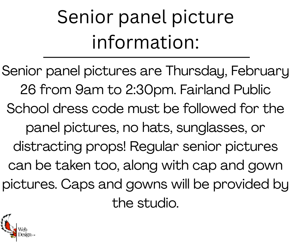 Senior panel pictures are this Thursday 