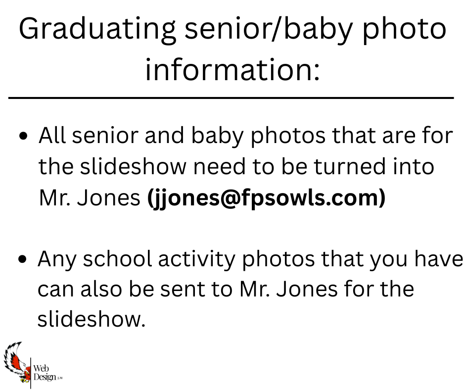 Graduating senior/ baby photo information.
