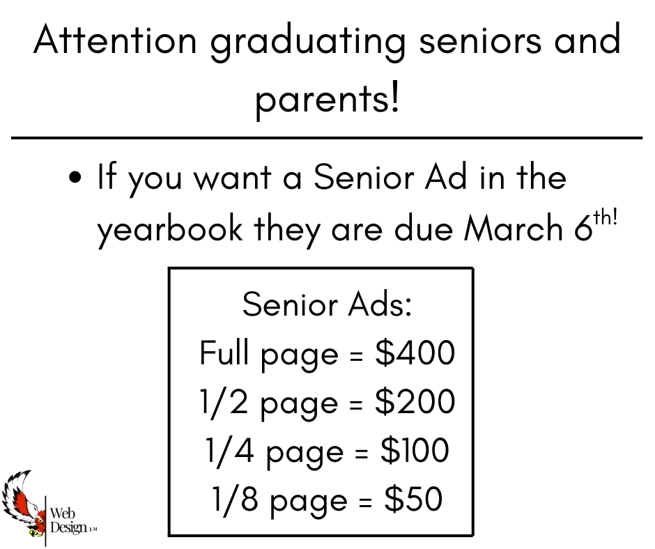 Senior Ads are due March 6th!