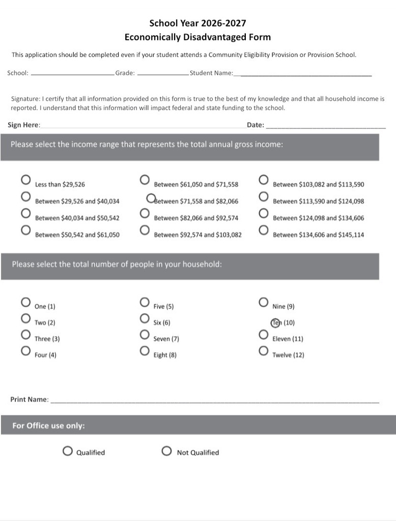 Economically Disadvantaged Form