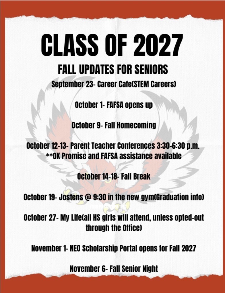 Fall Updates Class of 2027