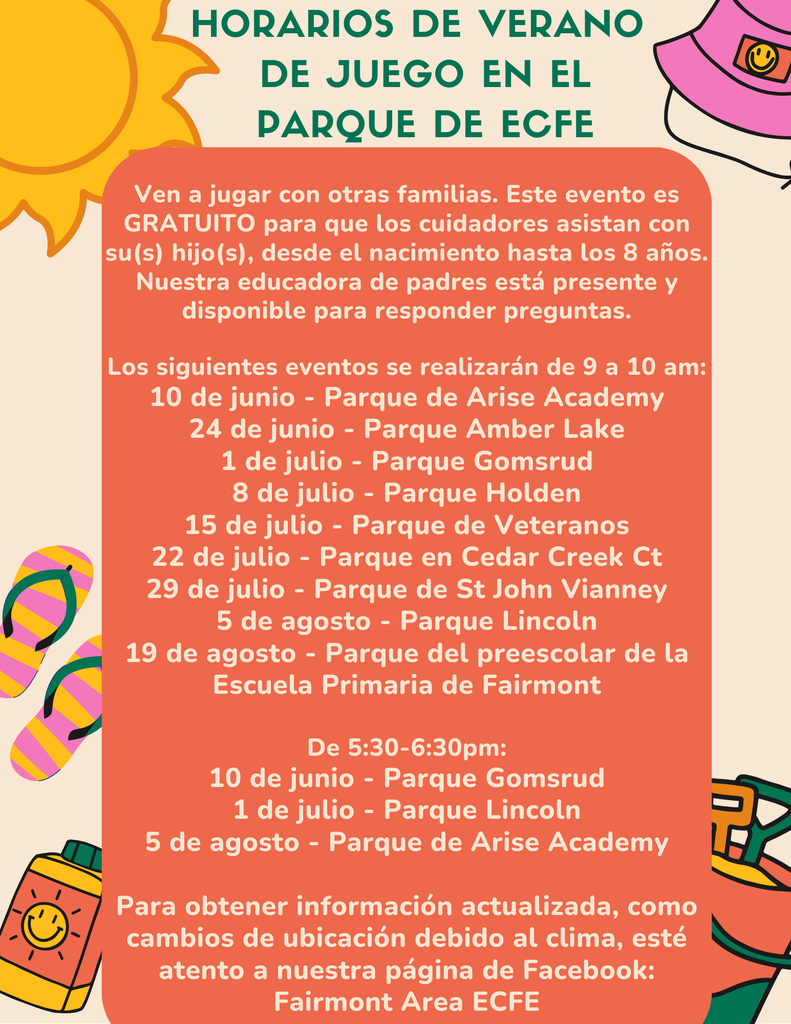 ECFE Park Play Times 2025 - Sp