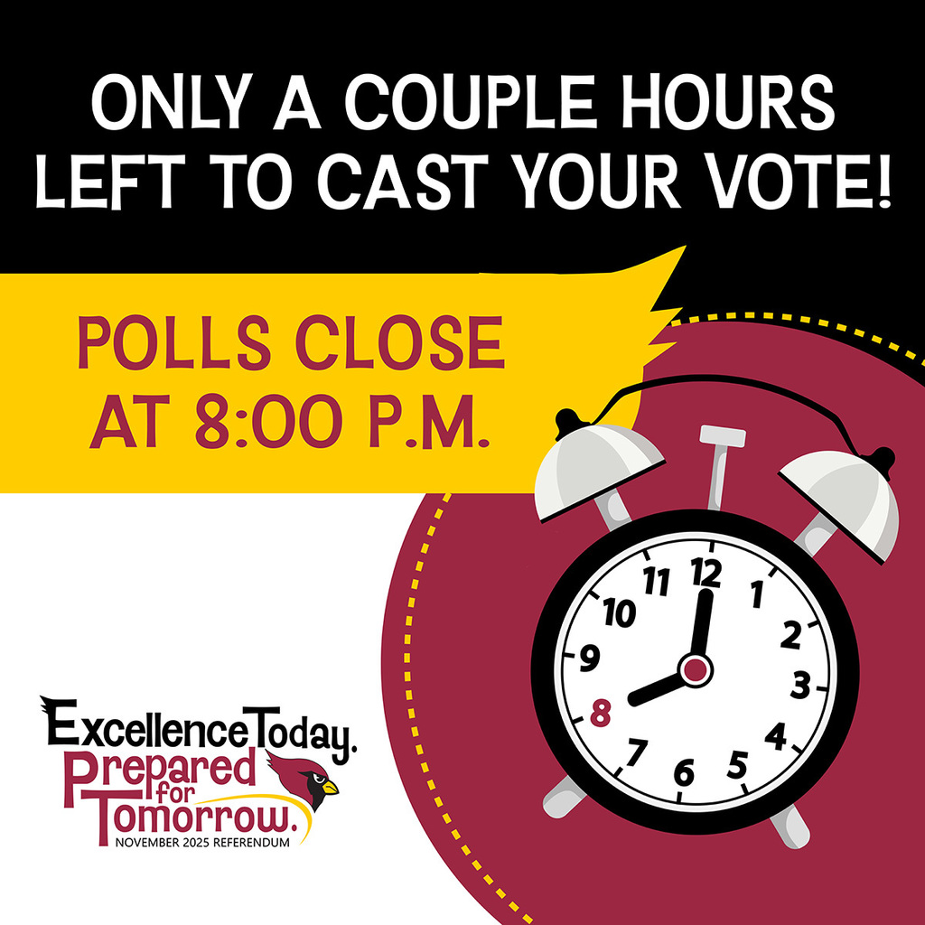 Only a couple hours left to vote! Polls are open until 8:00 p.m. at the Knights of Columbus Hall. Visit our website for more information.  