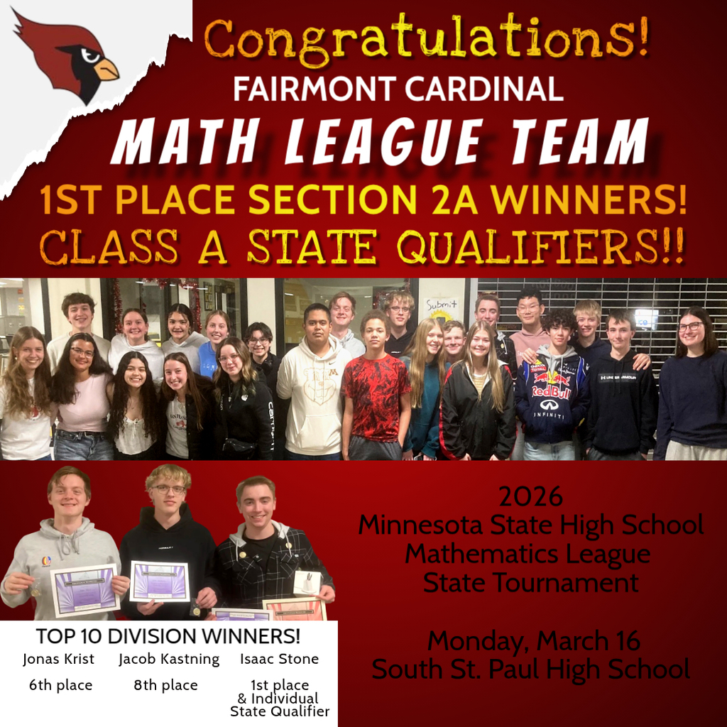 MATH LEAGUE SECTION WINNERS & STATE  QUALIFIERS 2026