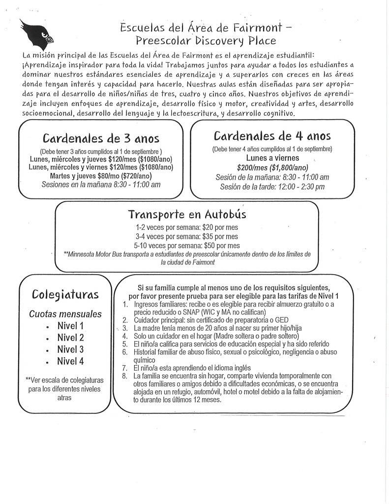 DP PreK Classes & Pricing Info-Sp