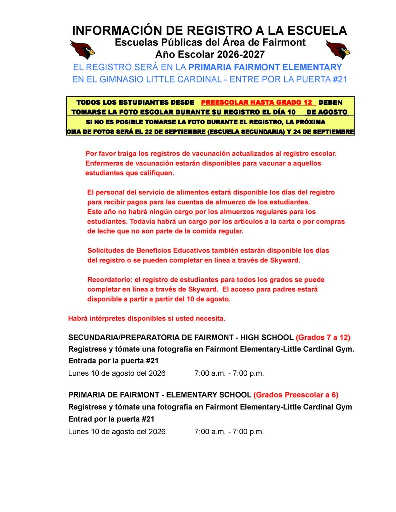 Back to School Registration