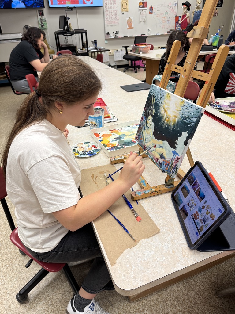 student painting