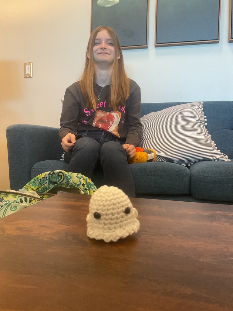 student who made a crochet ghost