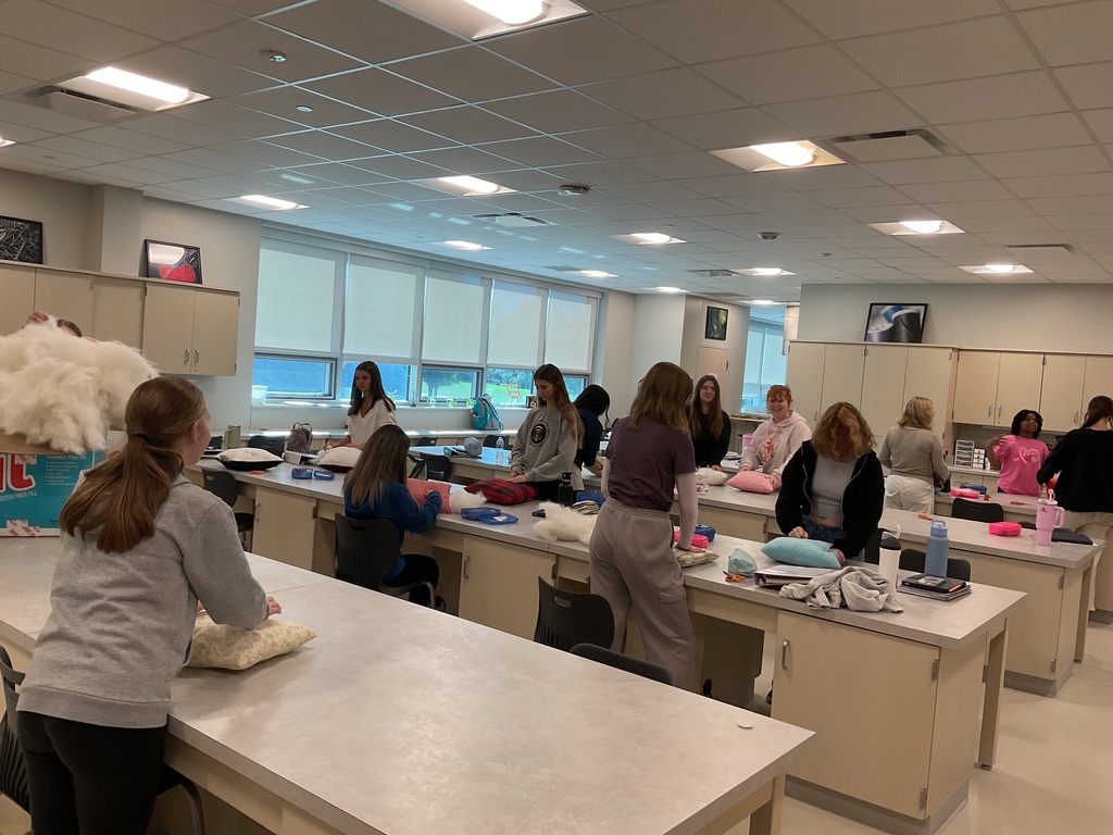 students making pillows