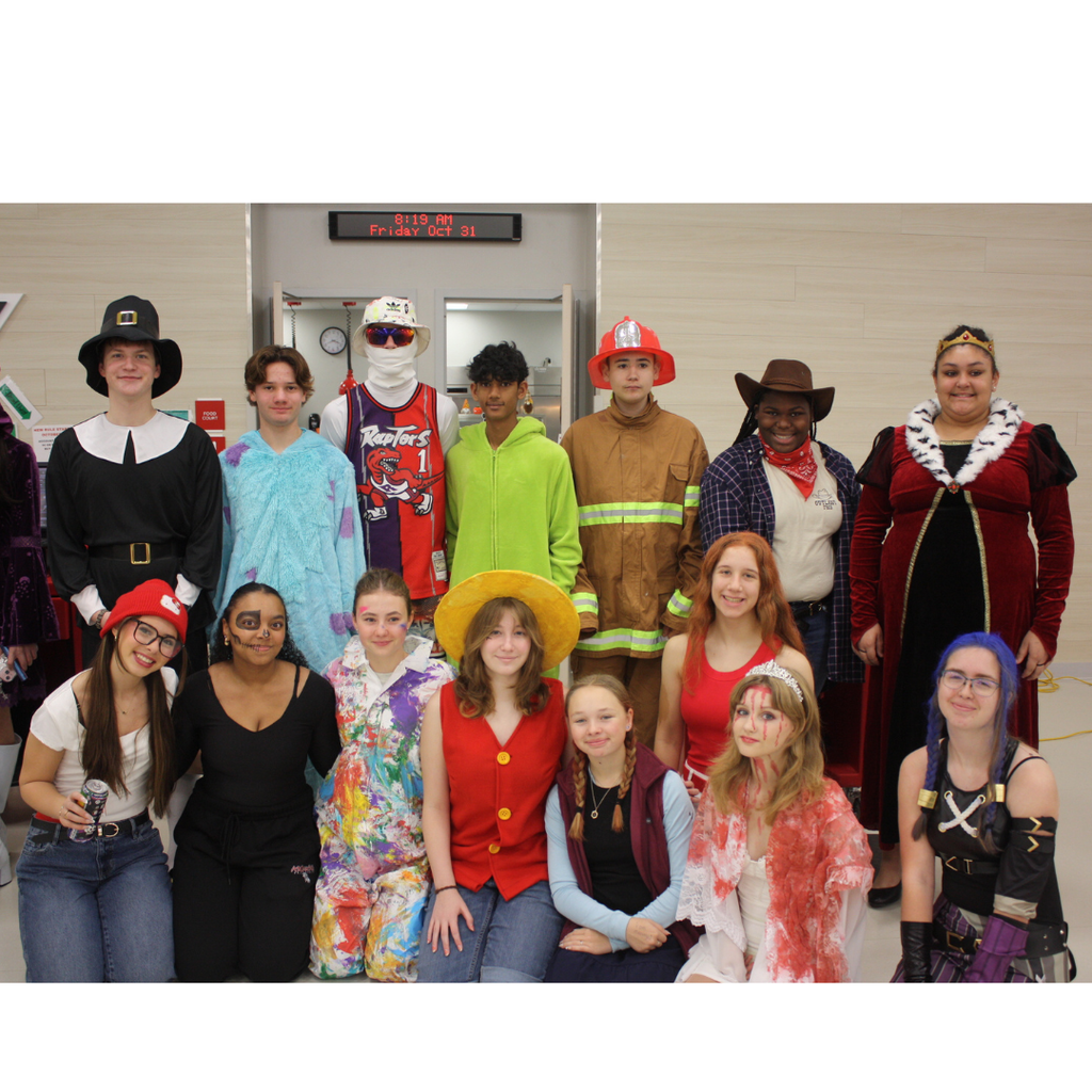 students in Halloween costumes