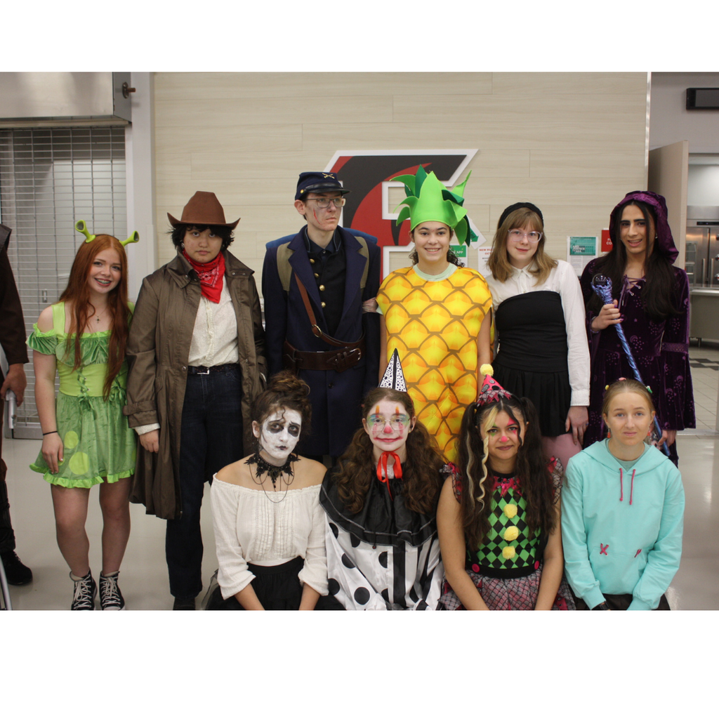 students in Halloween costumes