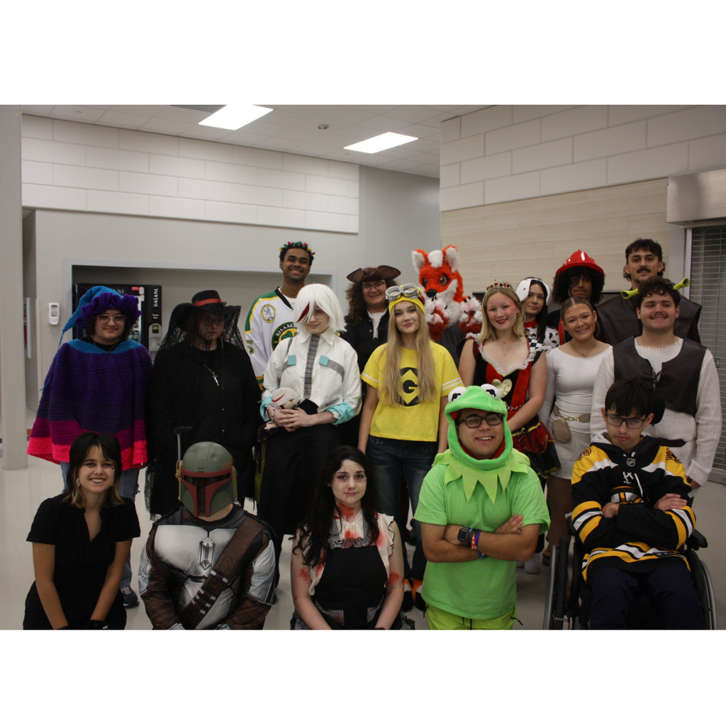 students in Halloween costumes